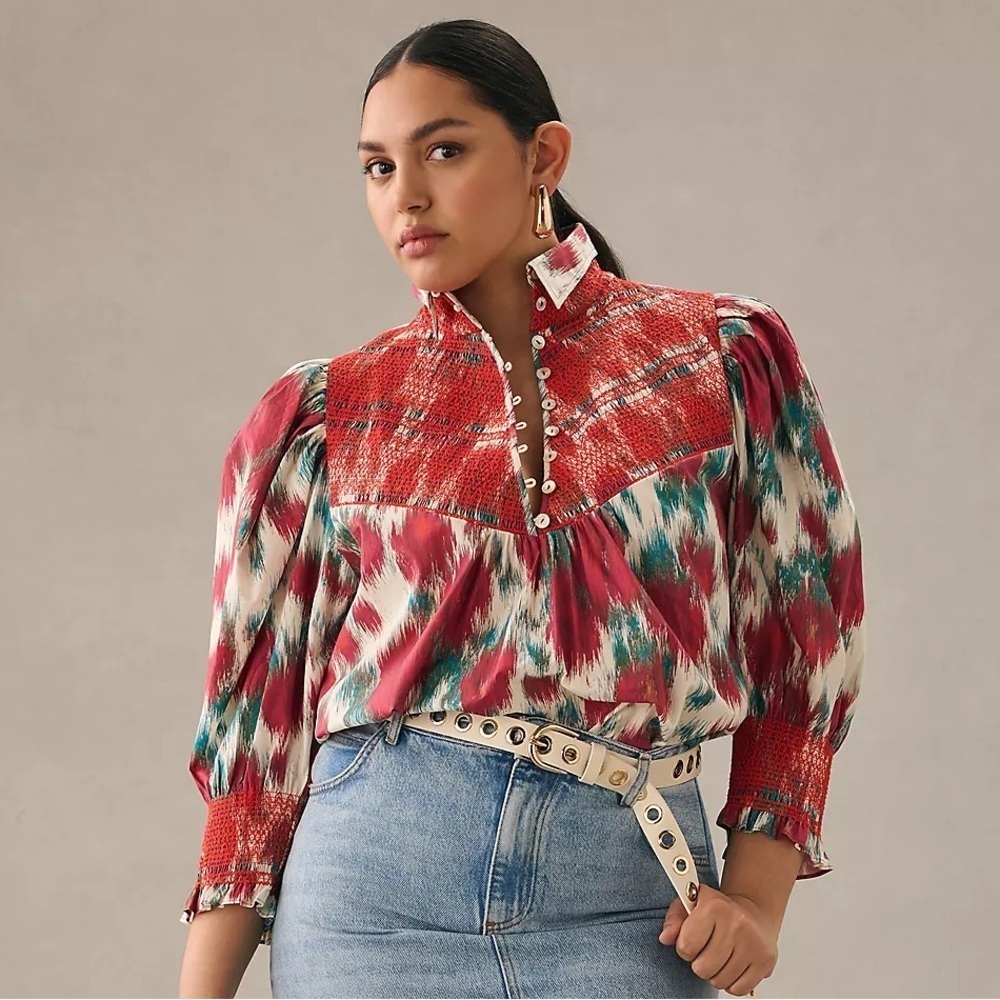 NWT Hope for Flowers by Tracy Reese Smocked Shirt by Anthropologie - Picture 3 of 6